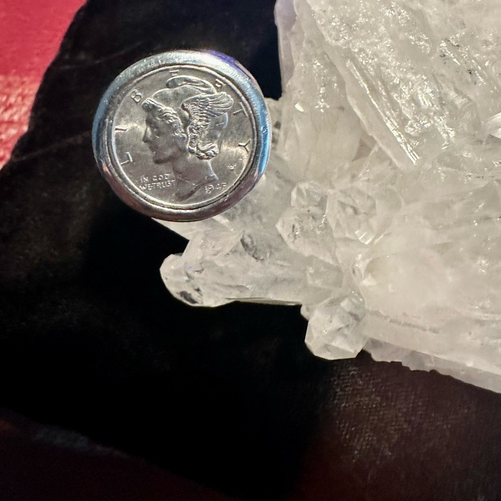 Ring unisex, US 1945 Mercury Dime Silver Coin Sterling Silver -925